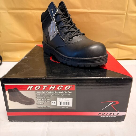 Rothco Men\'s Forced Entry 6-Inch Composite Boots Black Size 11 NEW